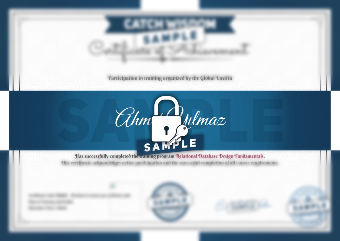 Sample Relational Database Design Fundamentals Certificate